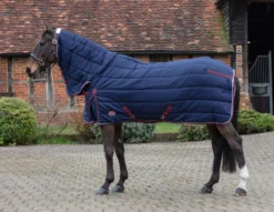 JHL Mediumweight Combo Stable Rug - Navy & Burgundy