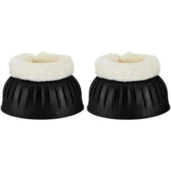 Saxon Fleece Trim Rubber Bell Boots -Sports - Equestrian Sports saxon fleece trim rubber bell boots colour black white size pony 3 65551 p